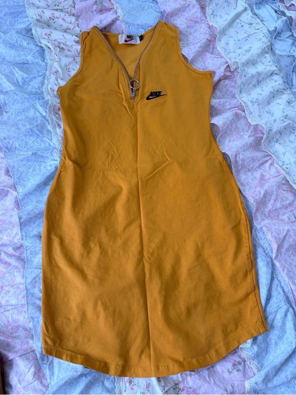 Nike Women's Sleeveless Zip Tunic Dress in Mustard